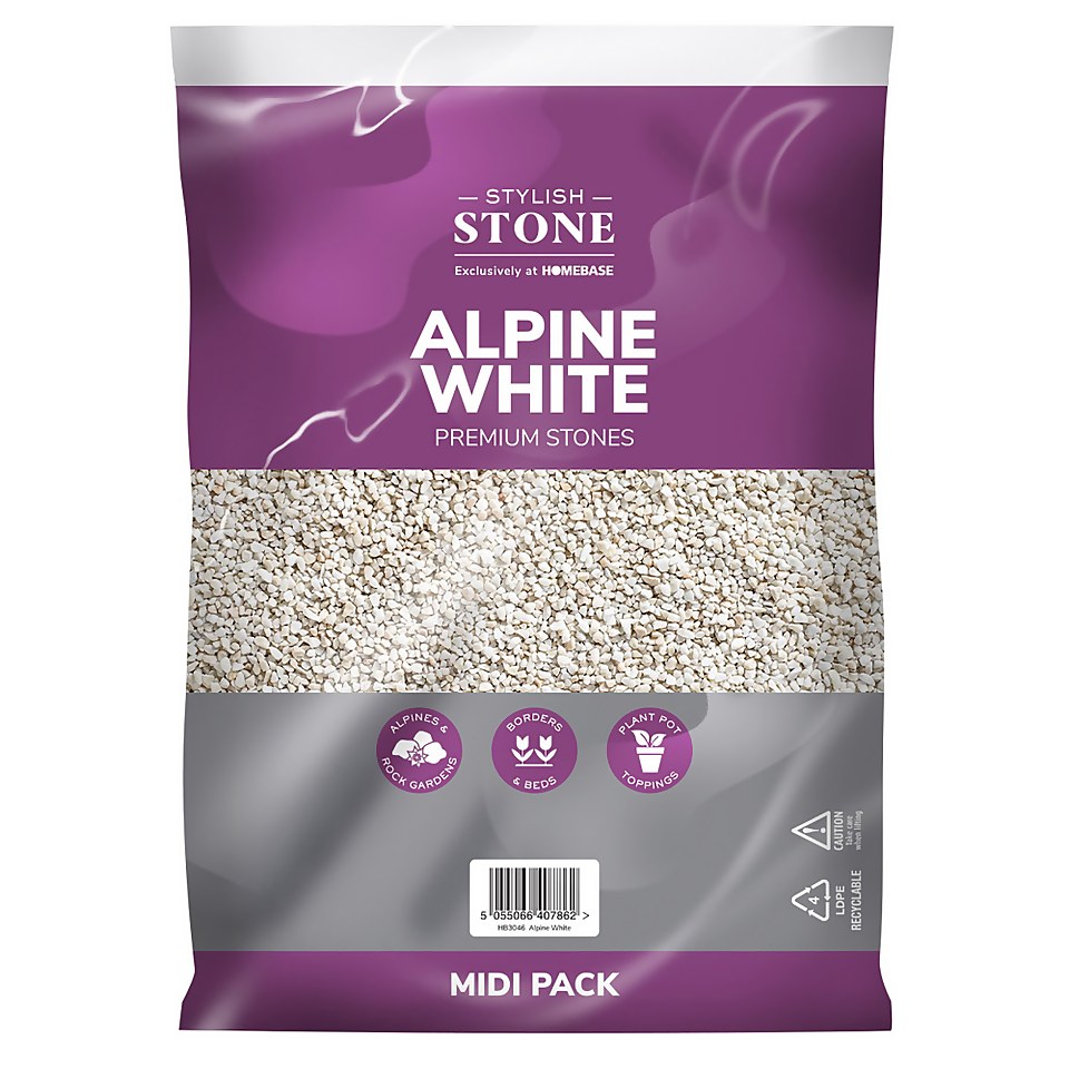 Stylish Stone Premium Alpine White Chippings - Midi Pack - 9kg
