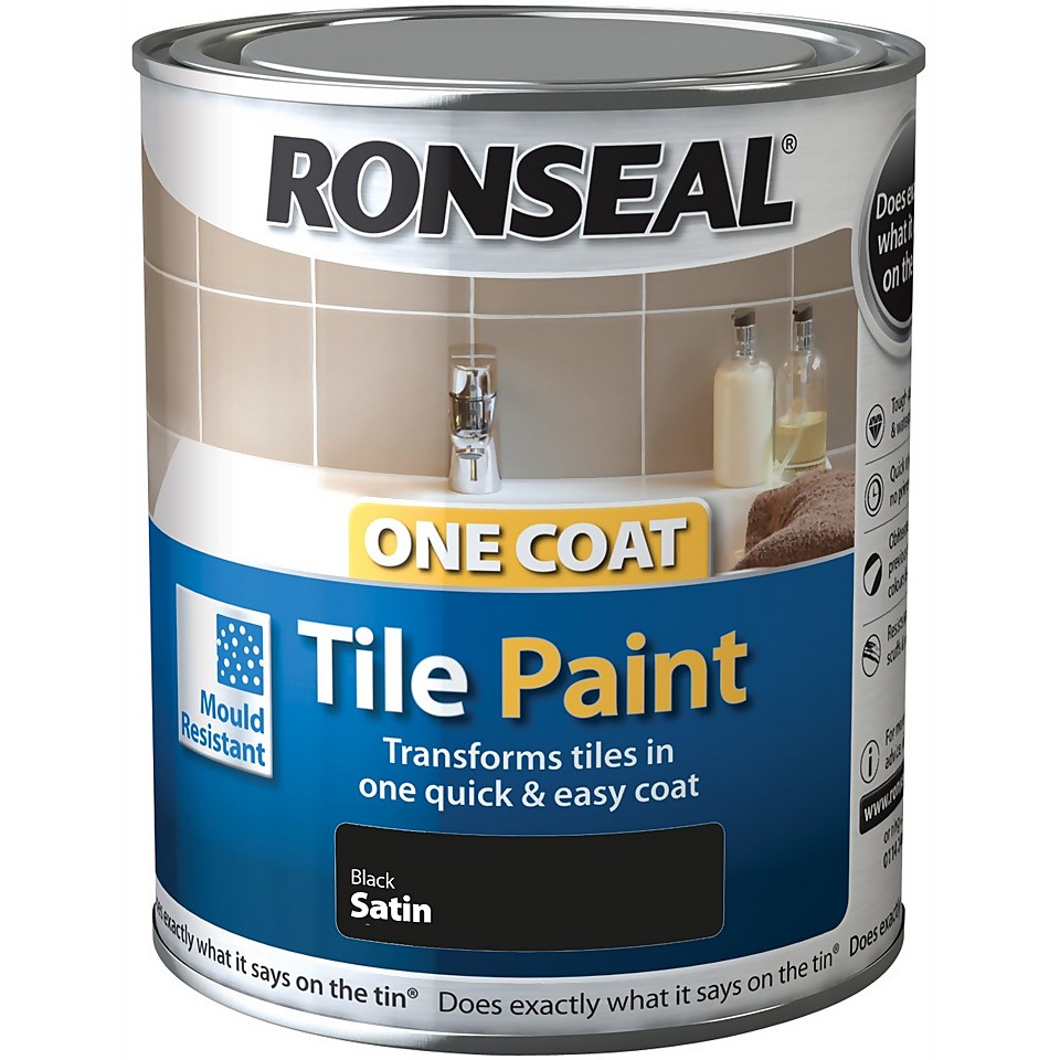 Ronseal Black - One Coat Tile Paint - 750ml