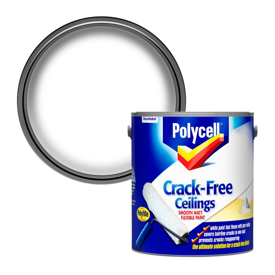 Polycell Crack Free Ceilings Matt Paint Pure Brilliant White - 2.5L