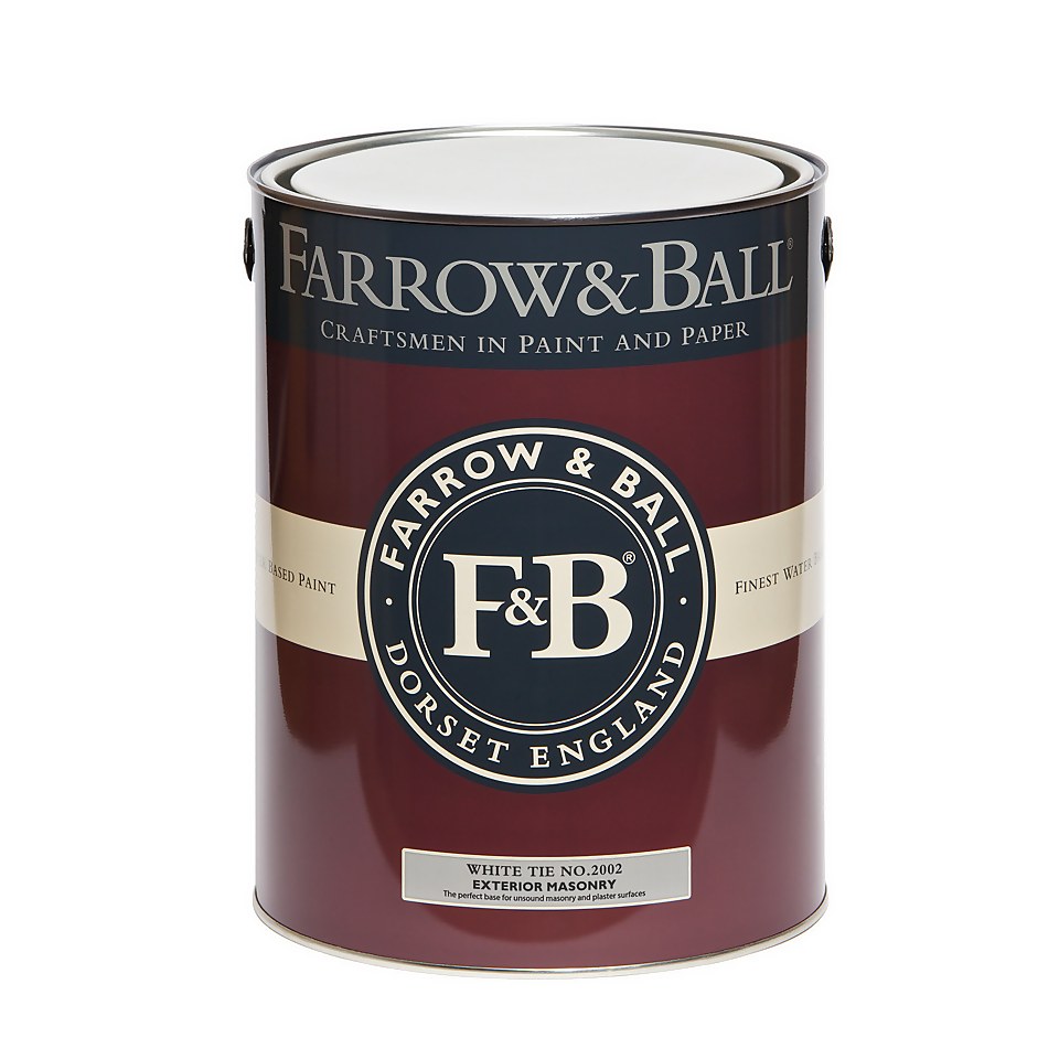 Farrow & Ball Exterior Matt Masonry Paint White Tie No.2002 - 5L