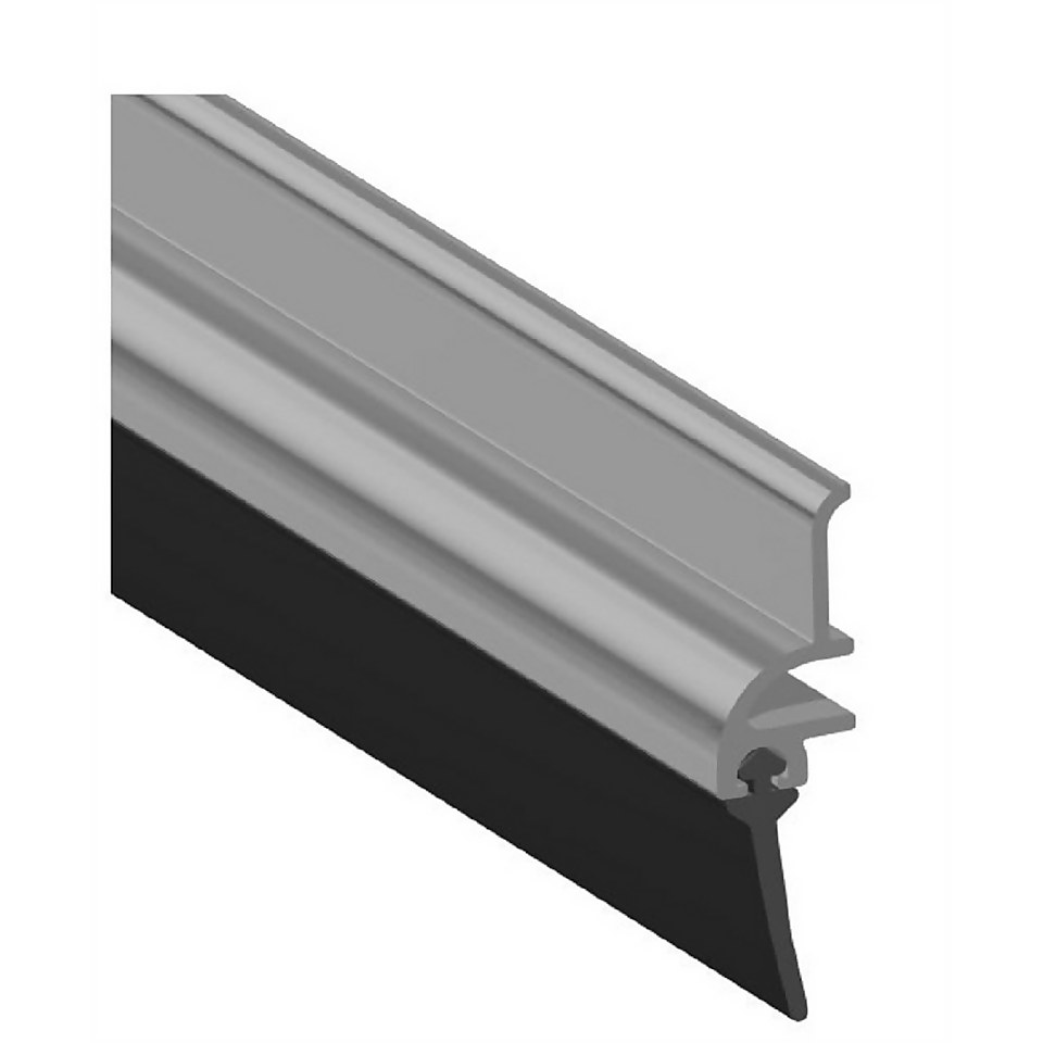Stormguard Rubber Door Bottom Strip Draught Excluder - Polished Aluminium 838mm