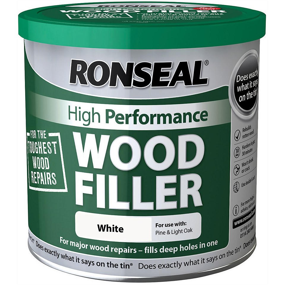 Ronseal High Performance Wood Filler - White - 550g