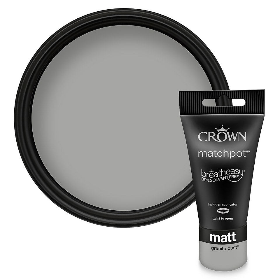Crown Walls & Ceilings Matt Emulsion Paint Granite Dust - Tester 40ml