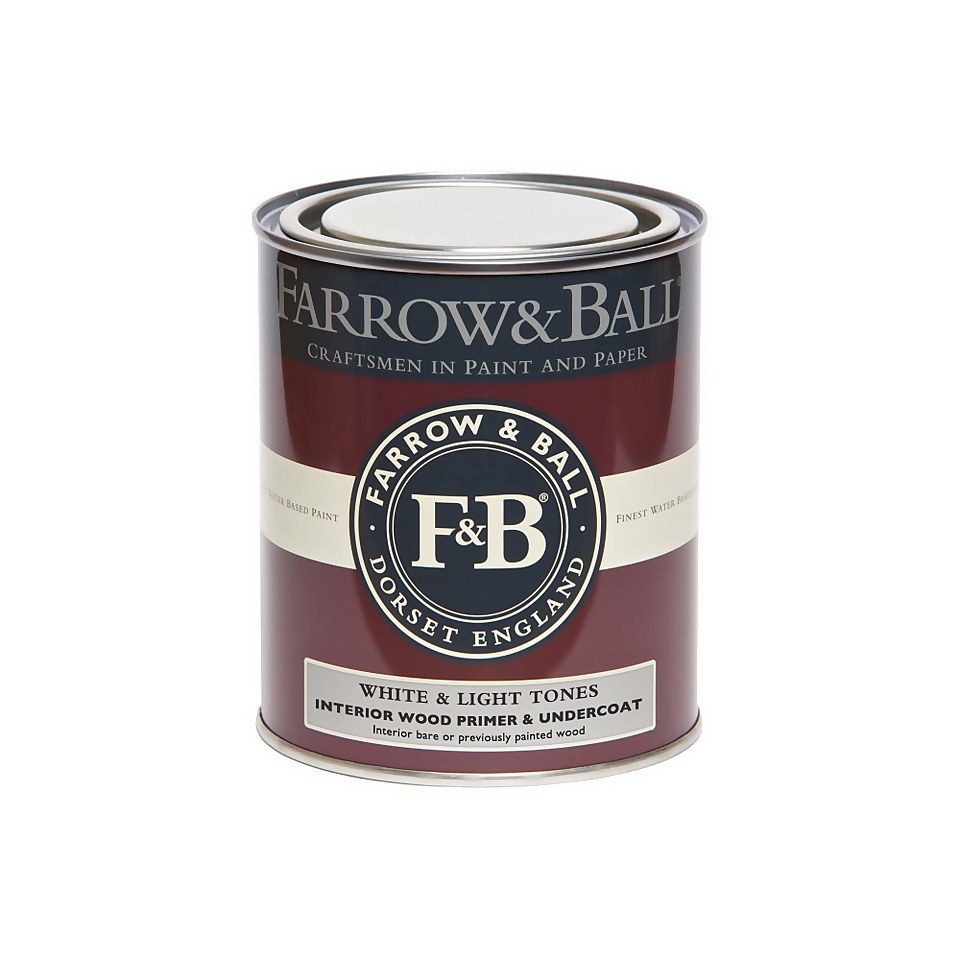 Farrow & Ball Primer Interior Wood Primer & Undercoat White Light Tones - 750ml