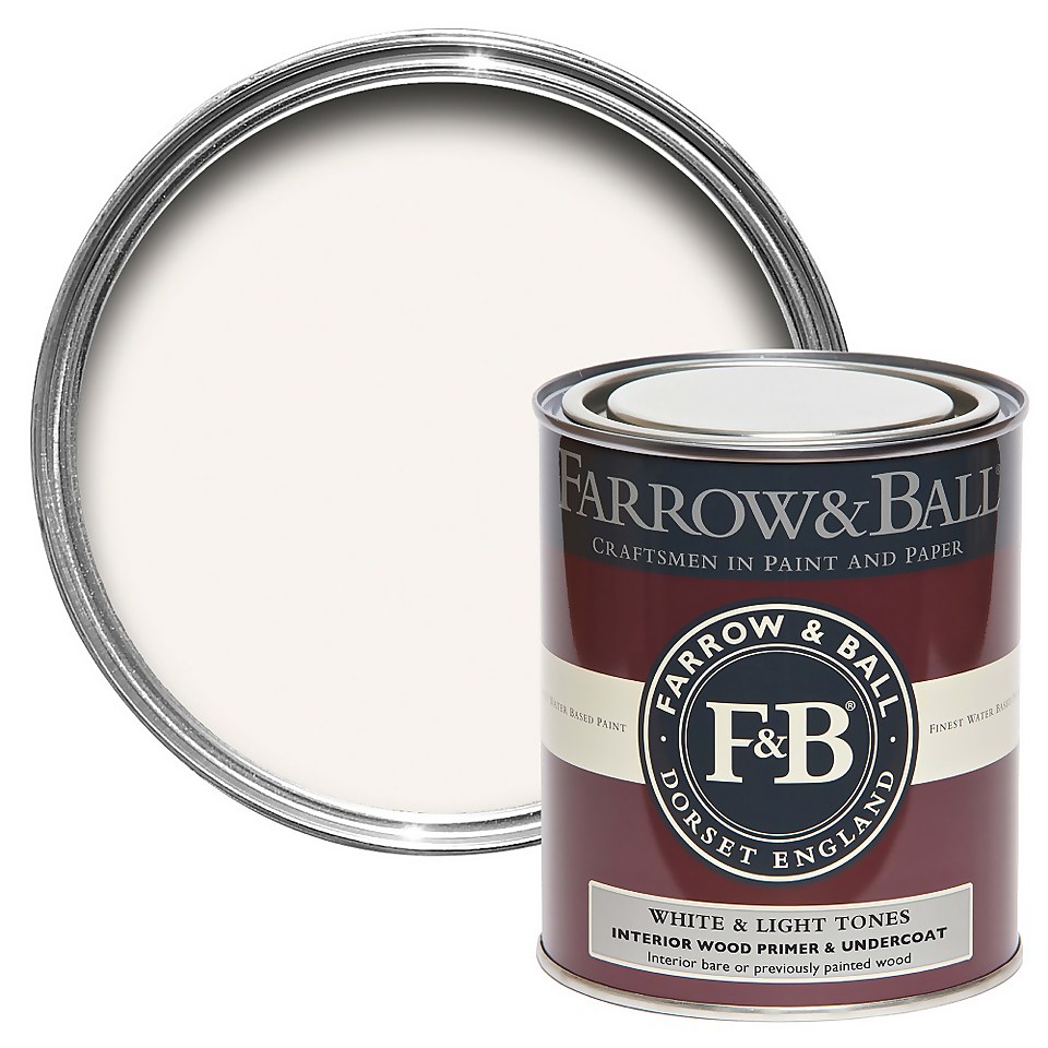 Farrow & Ball Primer Interior Wood Primer & Undercoat White Light Tones - 750ml