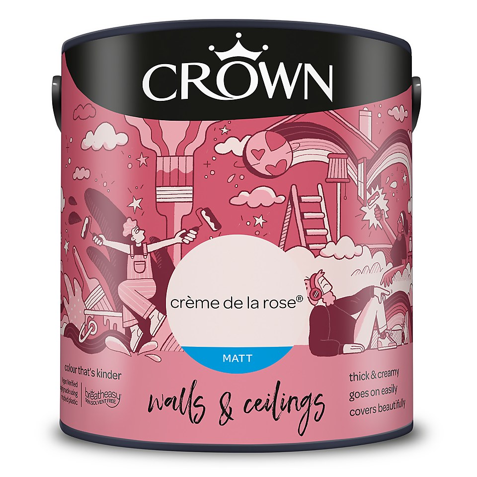 Crown Breatheasy Matt Standard Emulsion Paint Creme de la Rose - 2.5L