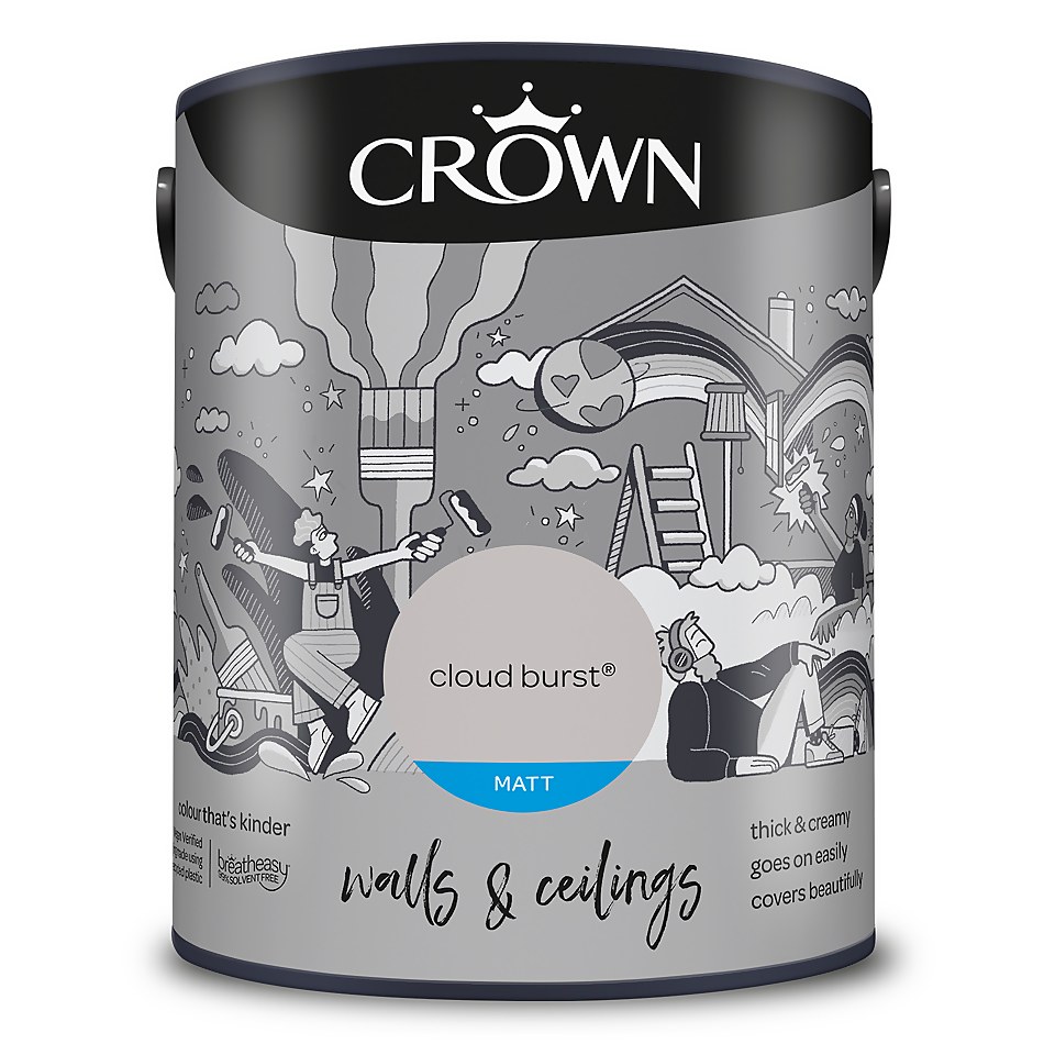 Crown Walls & Ceilings Matt Emulsion Cloud Burst - 5L