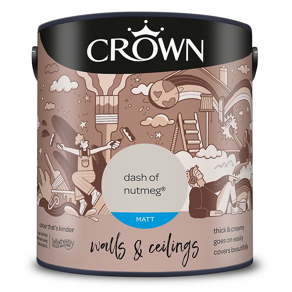 Crown Walls & Ceilings Matt Emulsion Paint Dash Of Nutmeg - 2.5L