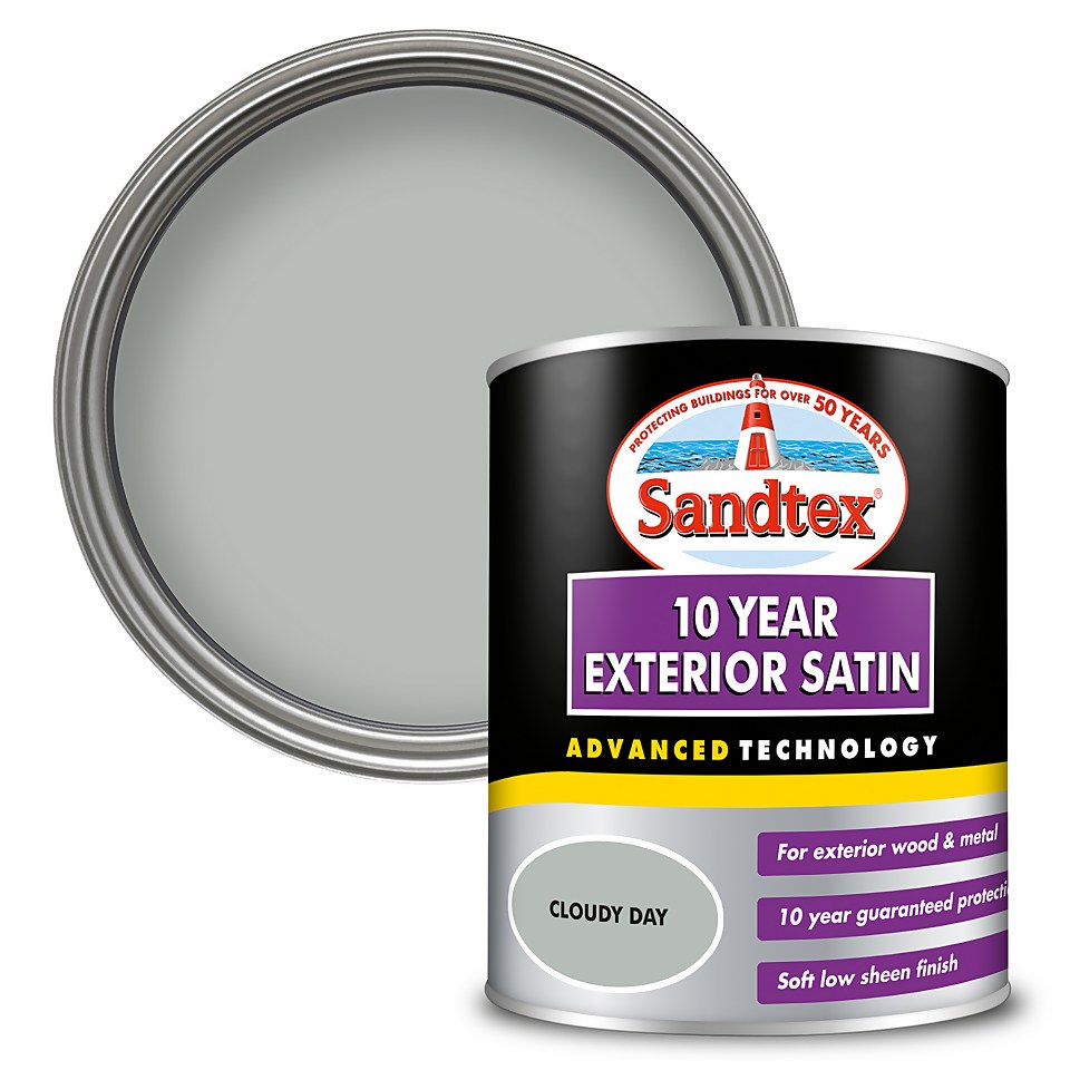 Sandtex 10 Year Satin Paint Cloudy Day - 750ml