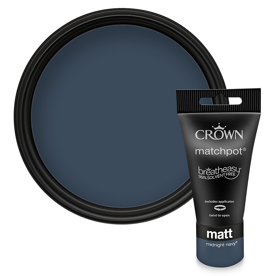 Crown Feature Wall Breatheasy Matt Paint Midnight Navy - Tester 40ml