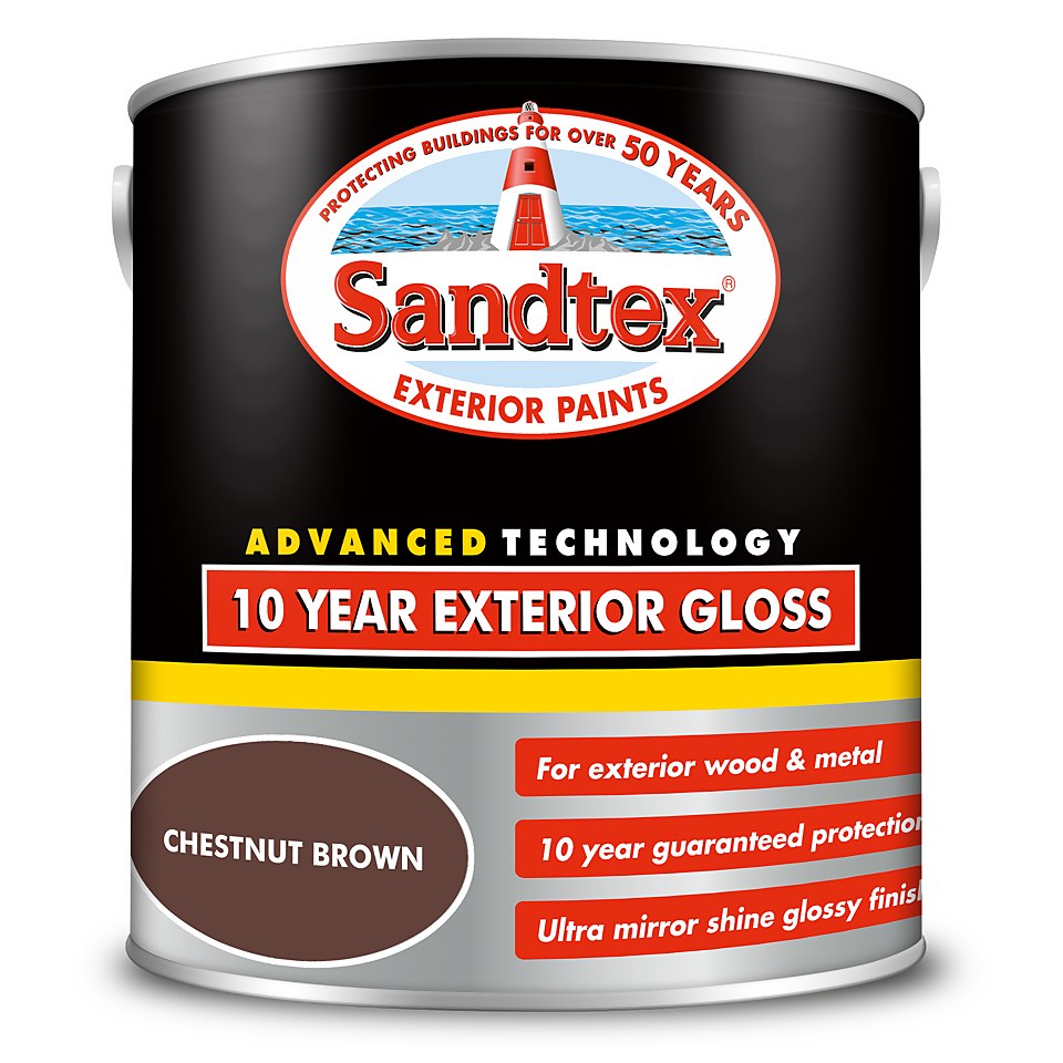 Sandtex Exterior 10 Year Gloss Paint Chestnut Brown - 2.5L