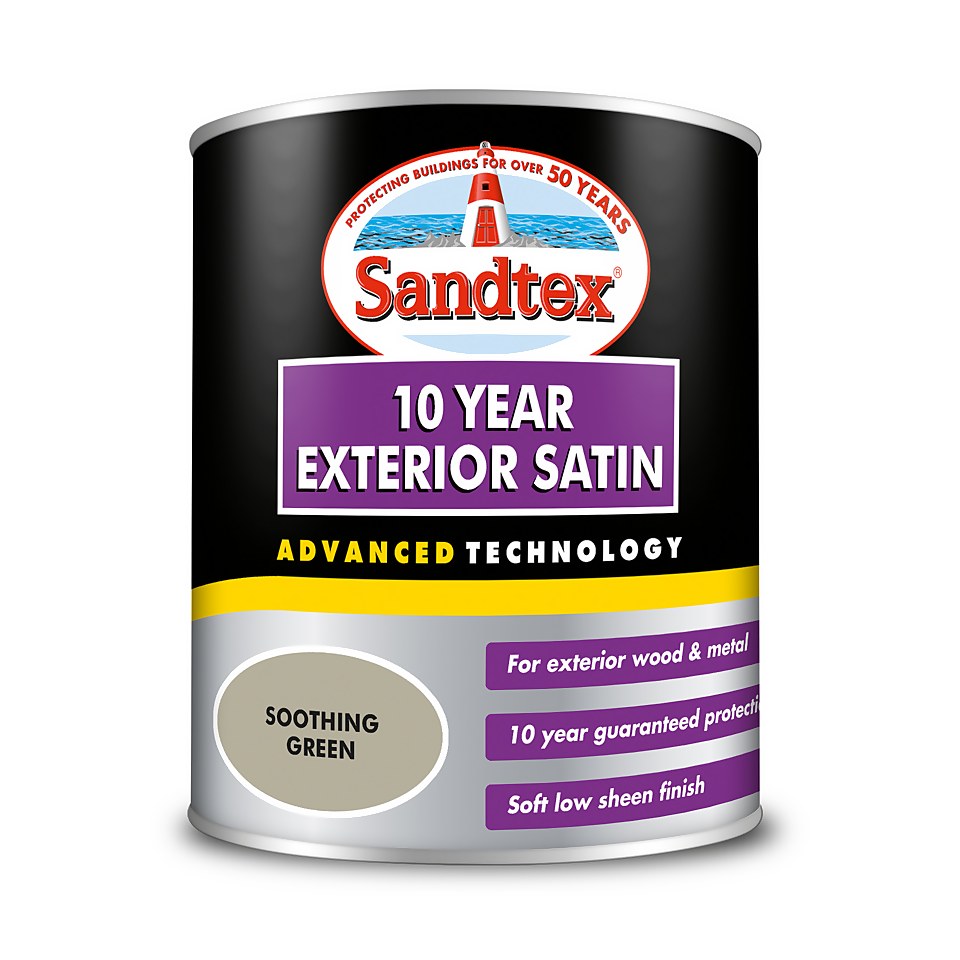 Sandtex 10 Year Satin Paint Soothing Green - 750ml