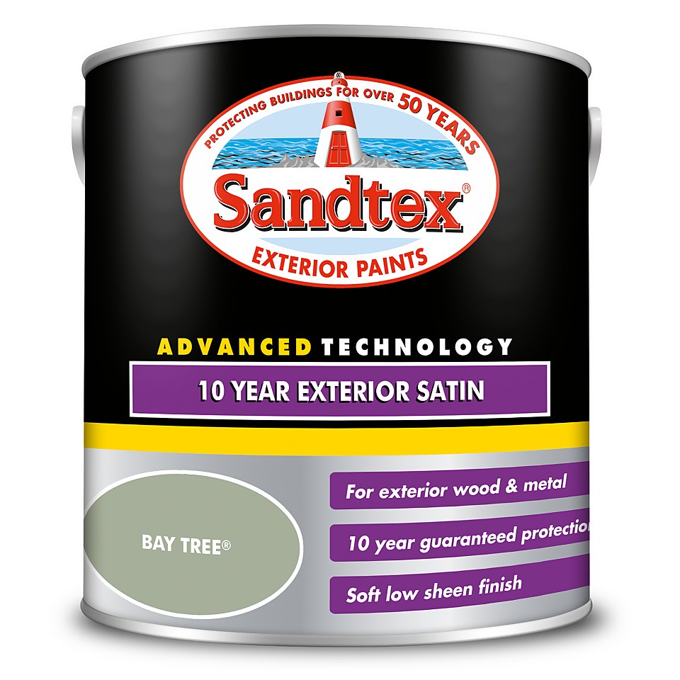 Sandtex Exterior 10 Year Satin Paint Bay Tree - 2.5L