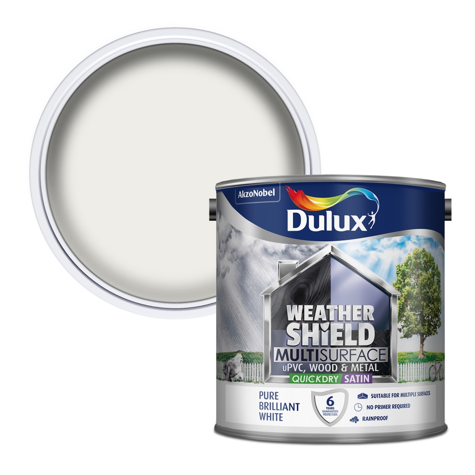 Dulux Weathershield Multi Surface Quick Dry Satin Paint White 2.5L