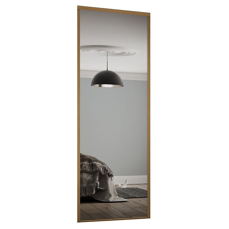Classic Sliding Wardrobe Door Mirror with Oak Frame (W)762mm