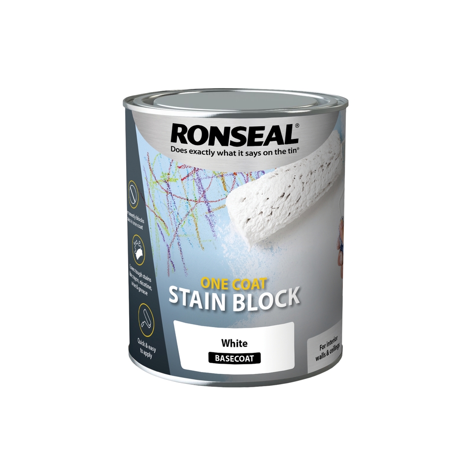 Ronseal One Coat Stain Block Paint White - 750ml