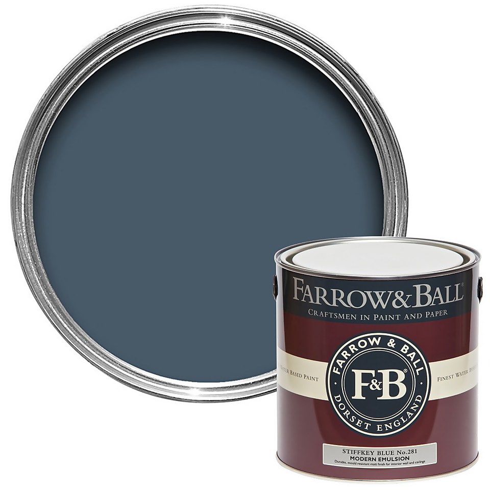 Farrow & Ball Modern Matt Emulsion Paint Stiffkey Blue - 2.5L