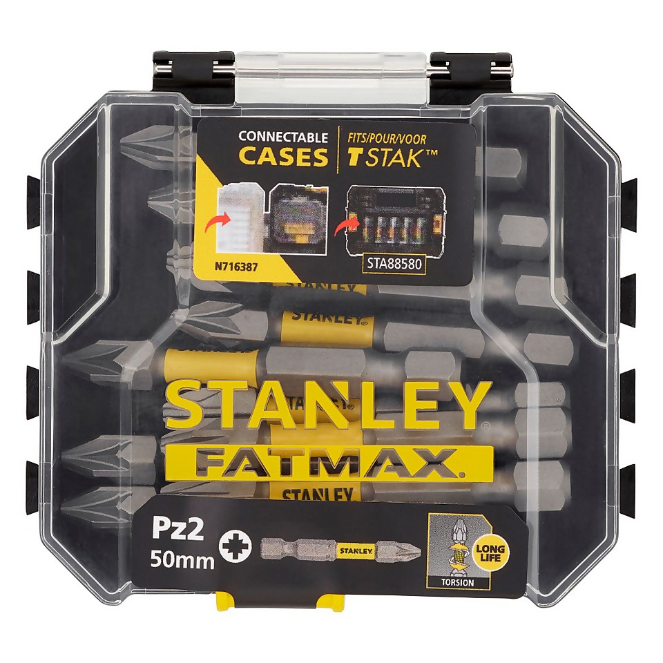 Stanley Fatmax 10 x Pz2 50mm Impact Bit Box - STA60240-XJ