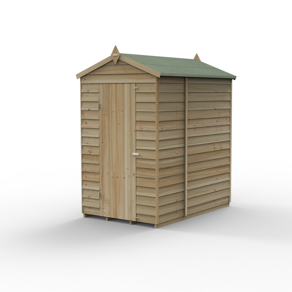 Forest Garden 4LIFE Apex Shed 4 x 6ft - Single Door No Window (Home Delivery)
