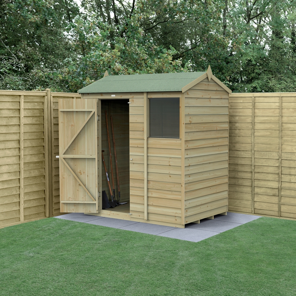 Forest Garden 4LIFE Reverse Apex Shed 6 x 4ft - Single Door 1 Window (Home Delivery)
