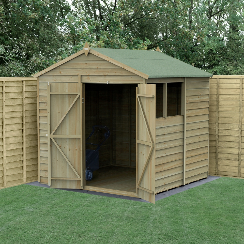 Forest Garden 4LIFE Apex Shed 7 x 7ft - Double Door 2 Window (Home Delivery)
