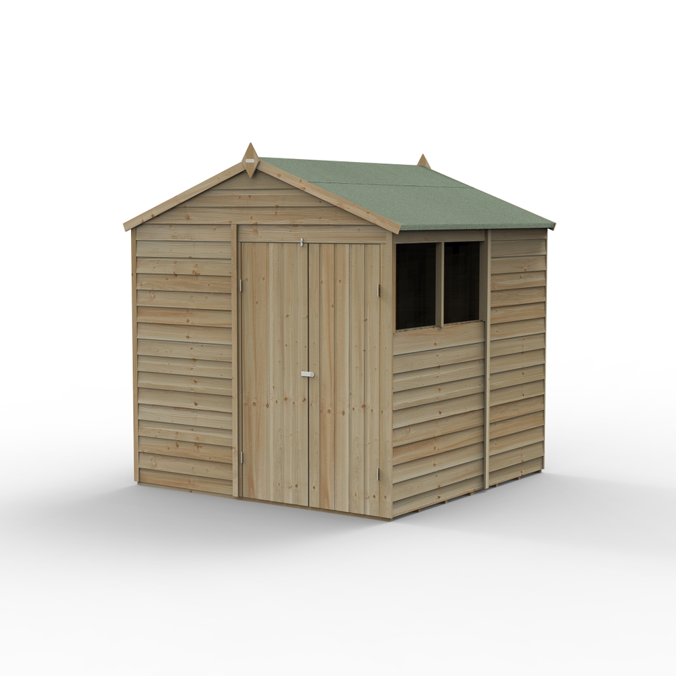 Forest Garden 4LIFE Apex Shed 7 x 7ft - Double Door 2 Window (Home Delivery)