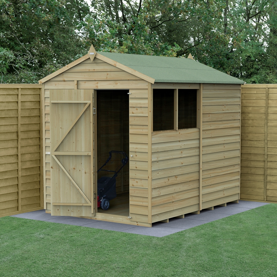 Forest Garden 4LIFE Apex Shed 6 x 8ft - Single Door 2 Window (Home Delivery)