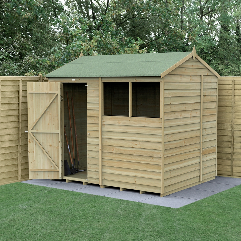 Forest Garden 4LIFE Reverse Apex Shed 8 x 6ft - Single Door 2 Windows (Home Delivery)