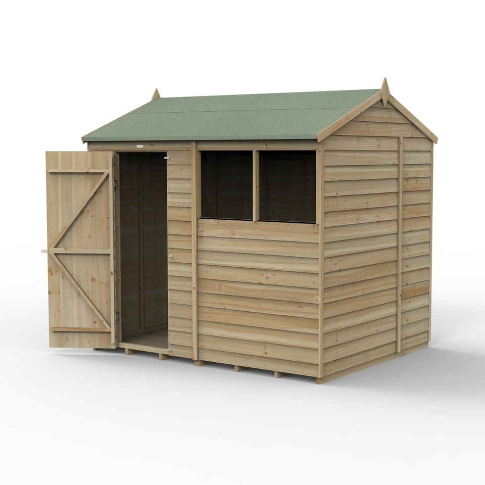 Forest Garden 4LIFE Reverse Apex Shed 8 x 6ft - Single Door 2 Windows (Home Delivery)