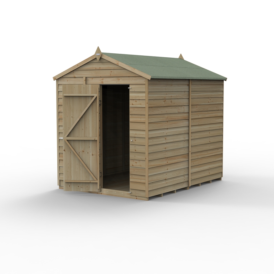 Forest Garden 4LIFE Apex Shed 6 x 8ft - Single Door No Window (Home Delivery)
