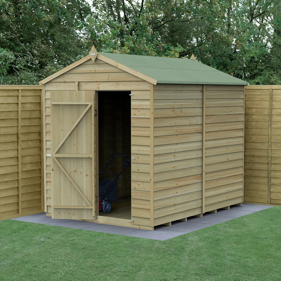 Forest Garden 4LIFE Apex Shed 6 x 8ft - Single Door No Window (Home Delivery)