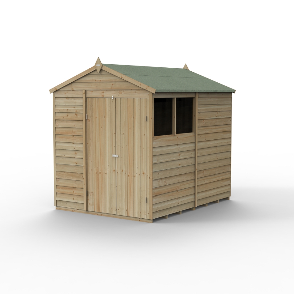 Forest Garden 4LIFE Apex Shed 6 x 8ft - Double Door 2 Window (Home Delivery)