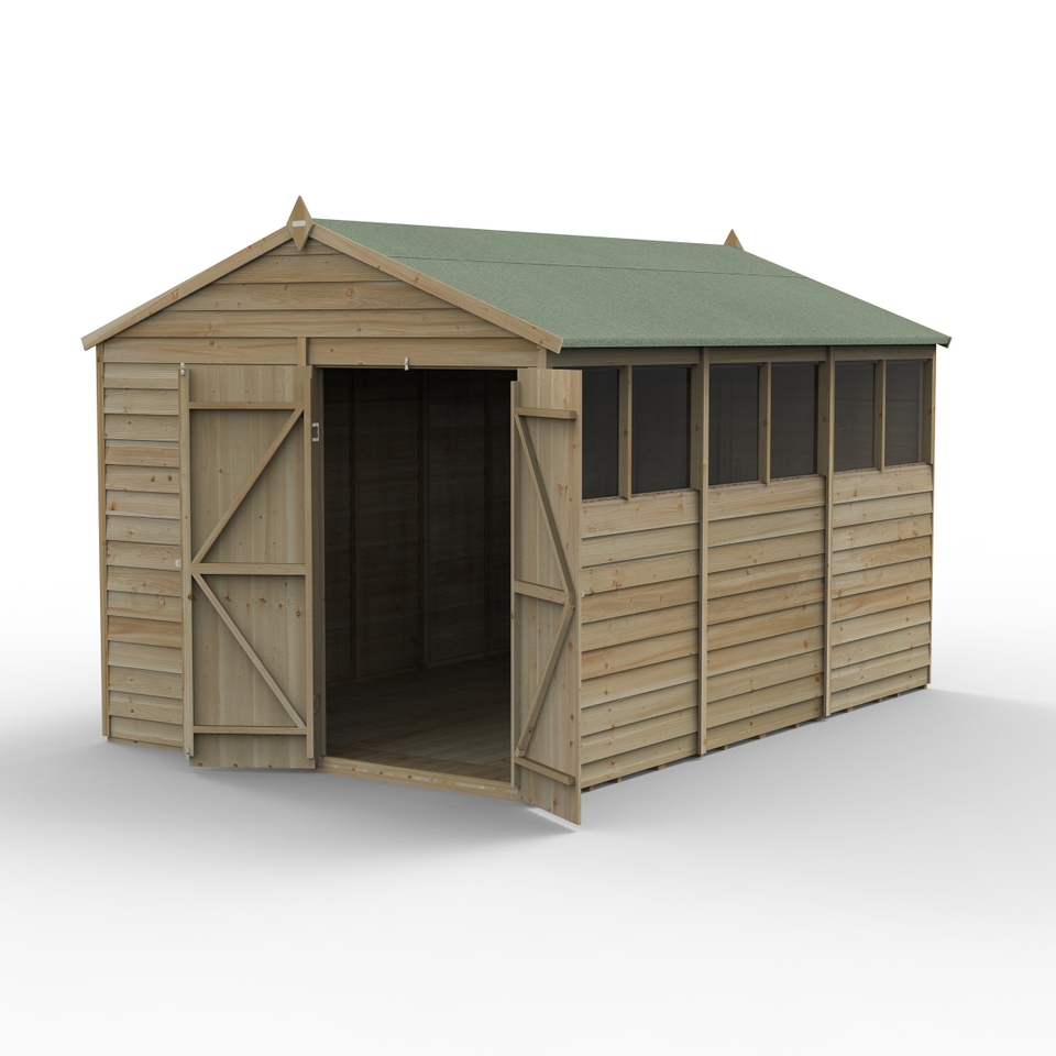 Forest Garden 4LIFE Apex Shed 8 x 12ft - Double Door 6 Window (Home Delivery)