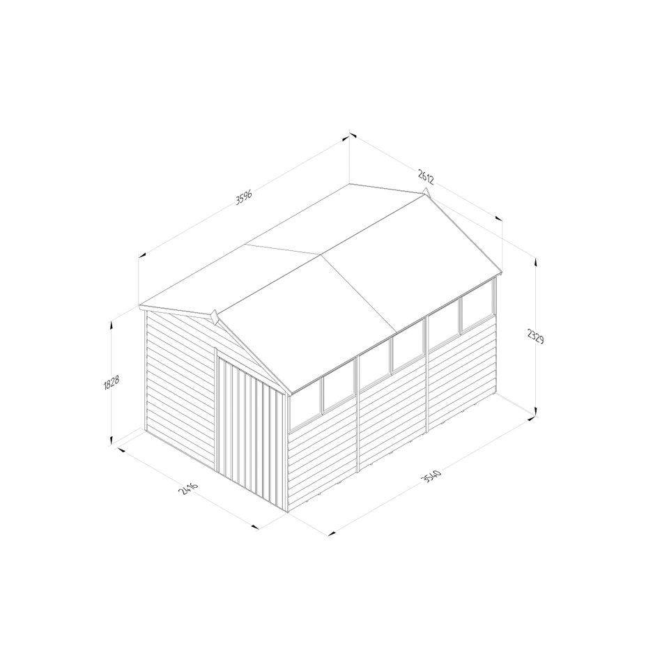 Forest Garden 4LIFE Apex Shed 8 x 12ft - Double Door 6 Window (Home Delivery)