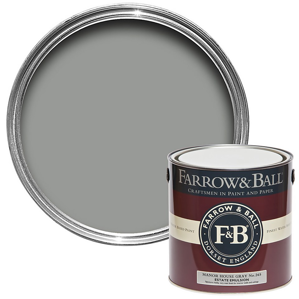 Farrow & Ball Estate Matt Emulsion Paint Manor House Gray No.265 - 2.5L