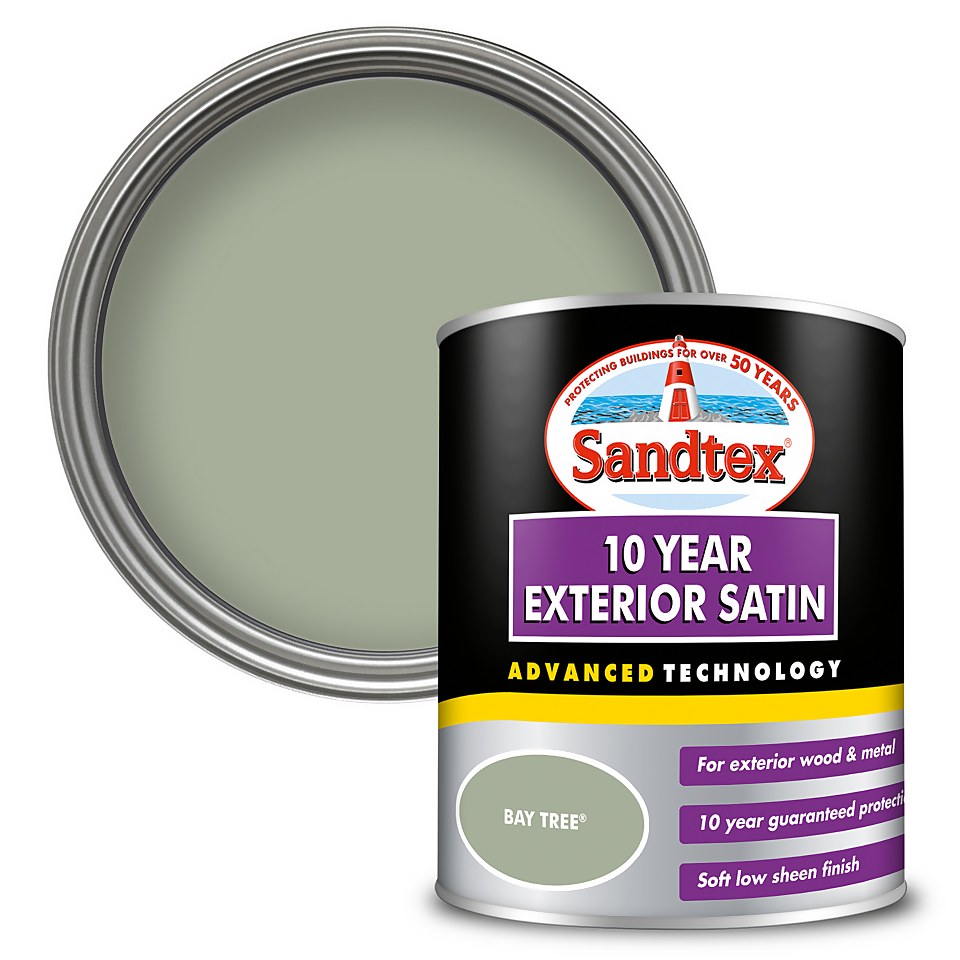 Sandtex Exterior 10 Year Satin Paint Bay Tree - 750ml