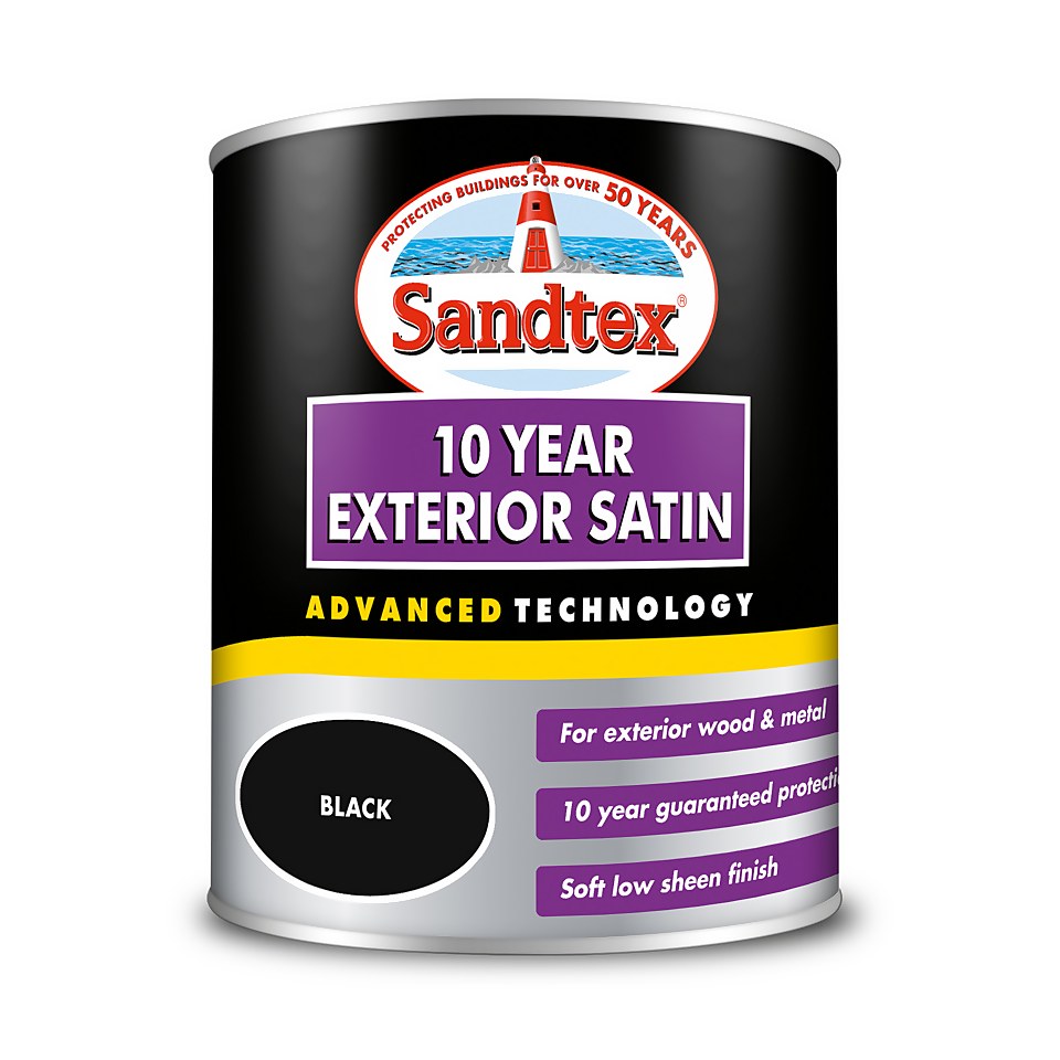 Sandtex Exterior 10 Year Satin Paint Black - 750ml