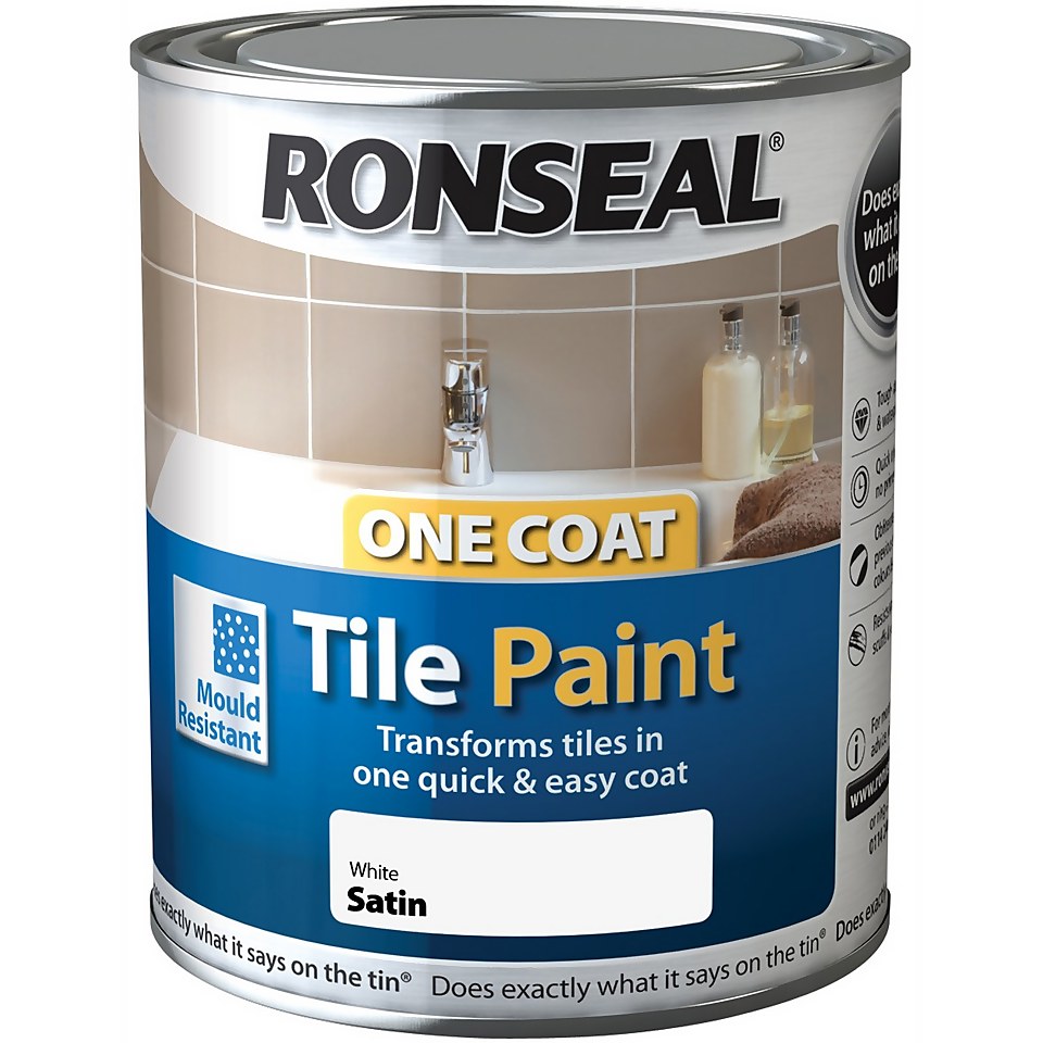 Ronseal Pure Brilliant White - One Coat Tile Paint - 750ml