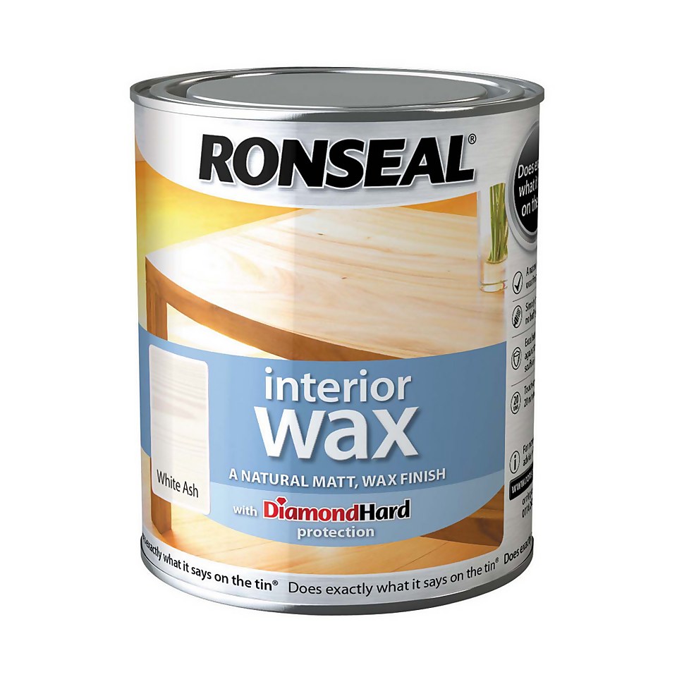 Ronseal Interior Wood Wax White Ash - 750ml