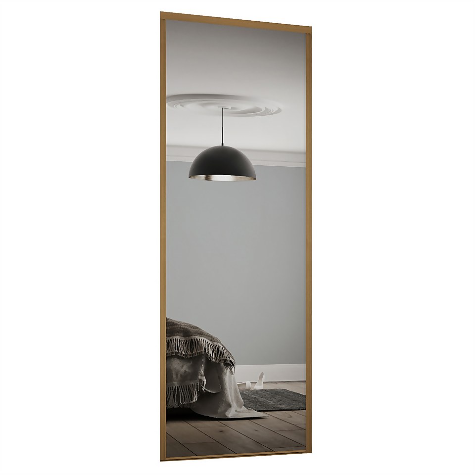Classic Sliding Wardrobe Door Mirror with Oak Frame (W)914mm