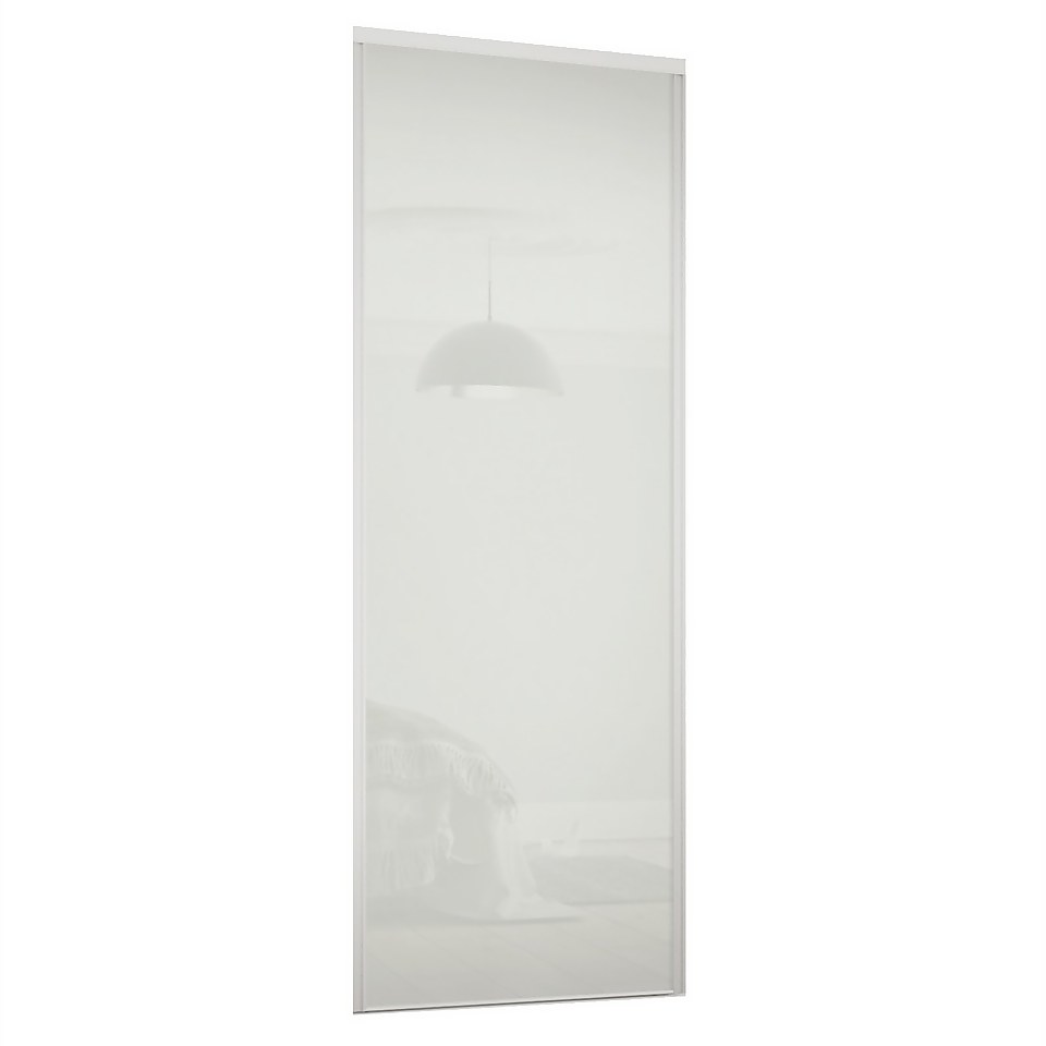 Classic Sliding Wardrobe Door Arctic White Glass with Silver Frame (W)914mm