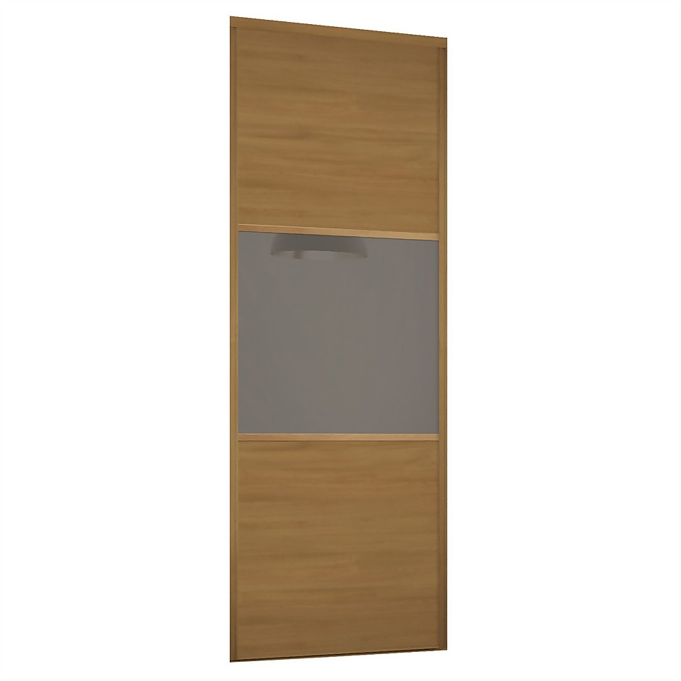 Linear Sliding Wardrobe Door 3 Panel Oak / Cappuccino Glass with Oak Frame (W)610mm