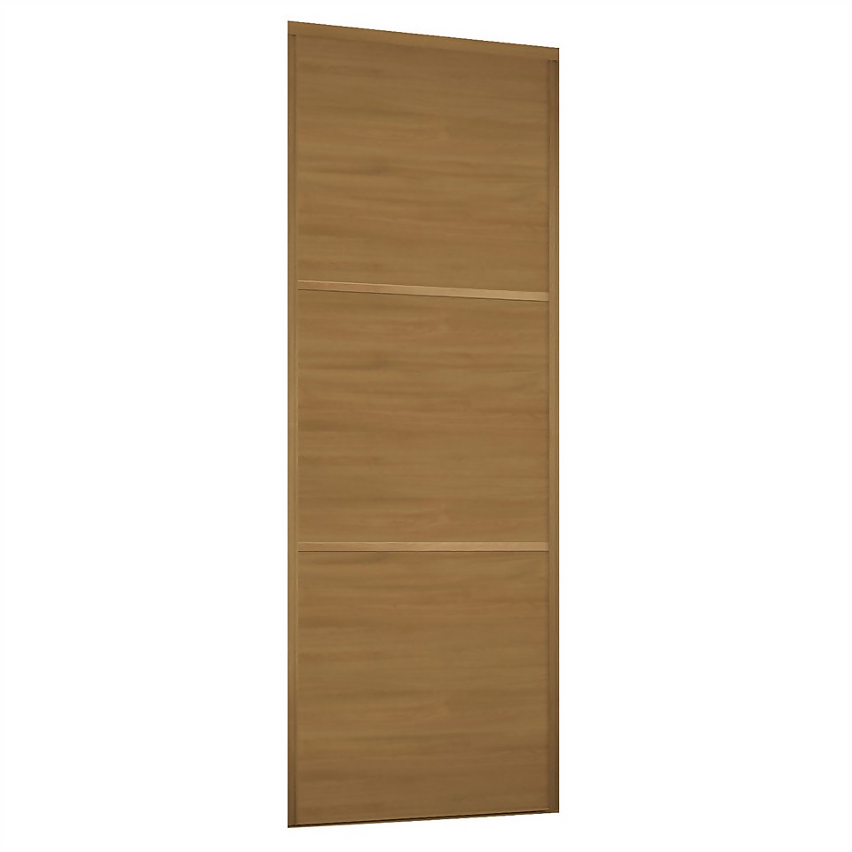 Linear Sliding Wardrobe Door 3 Panel Oak with Oak Frame (W)610mm