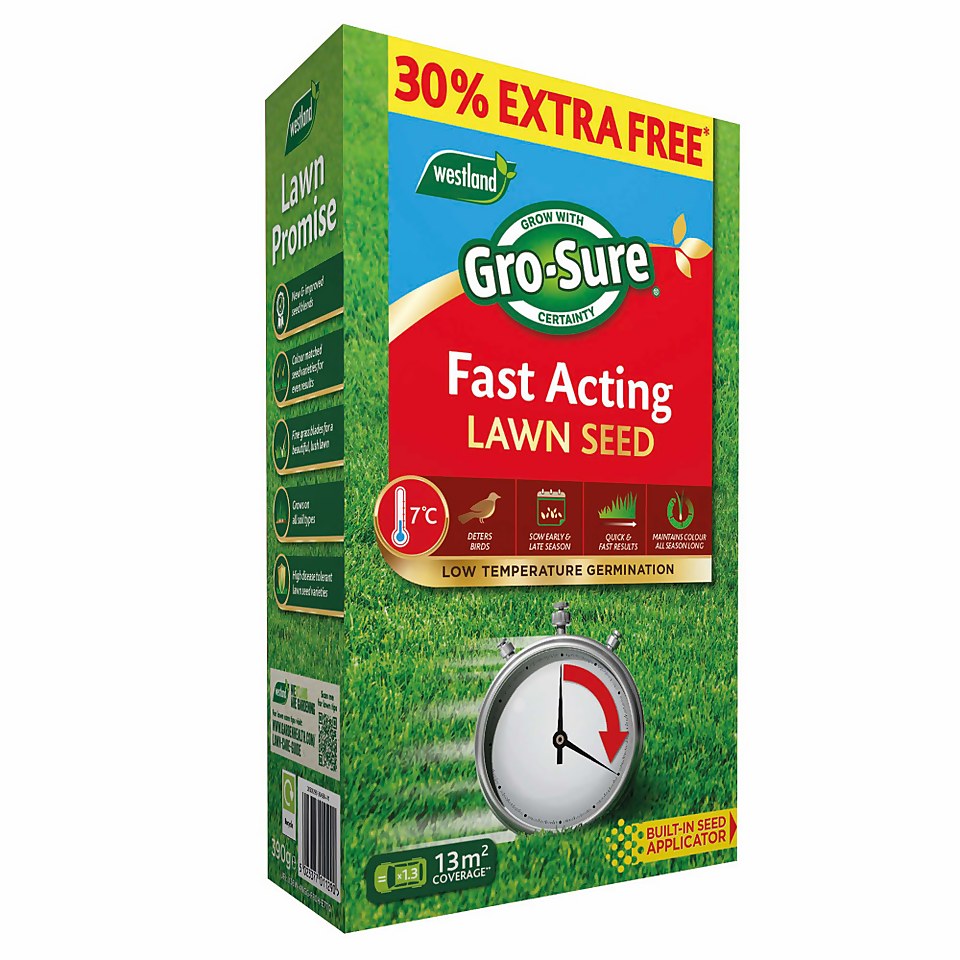 Gro-Sure Fast Acting Lawn Seed - 10m² + 30% Extra Free