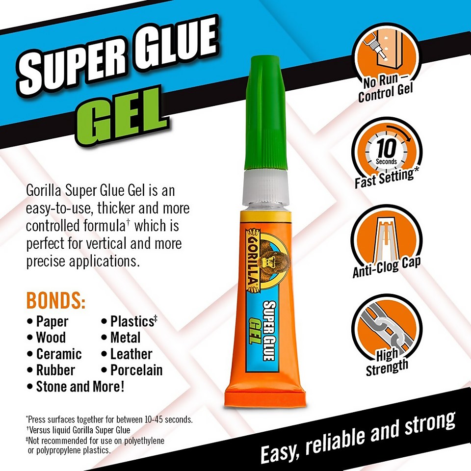Gorilla Super Glue Gel - 2 x 3gm