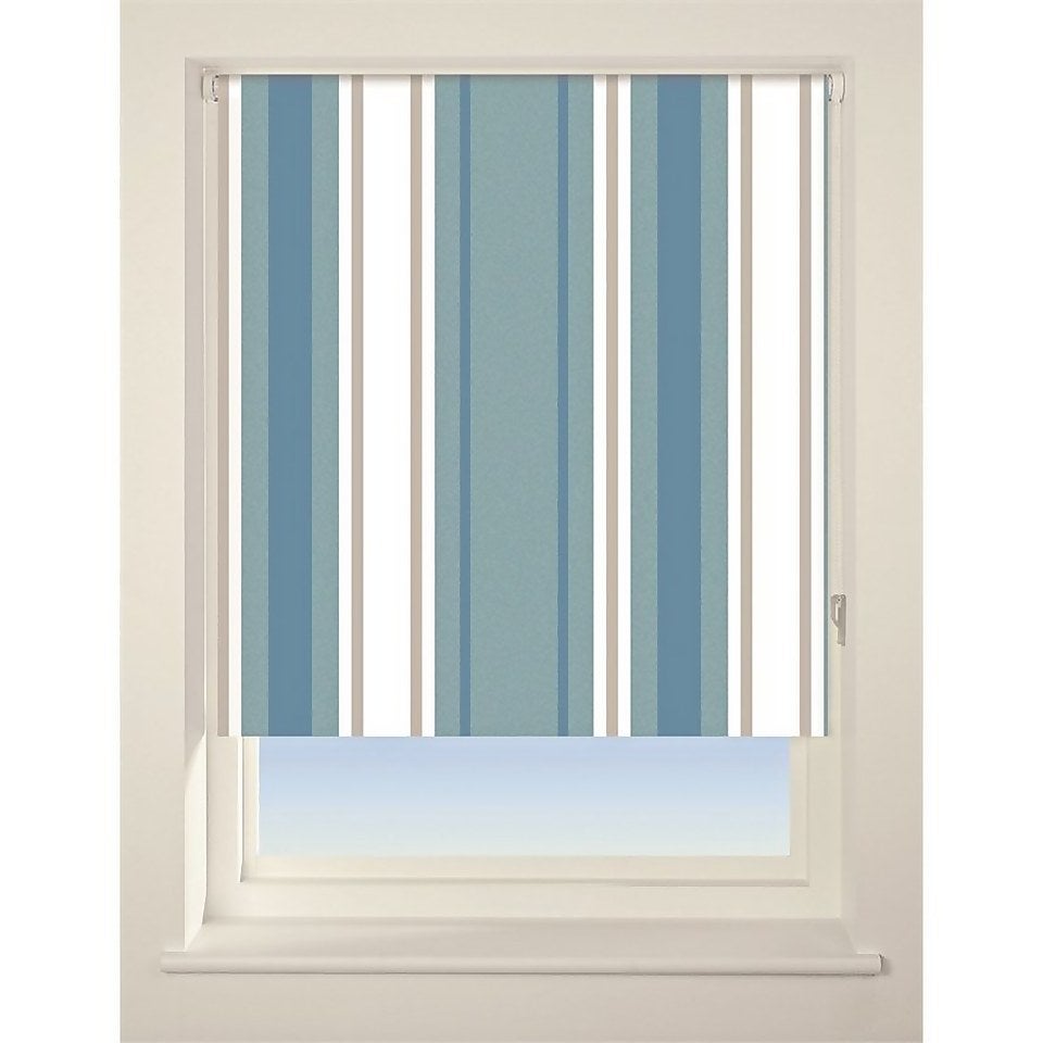 Stripe Roller Blind - 90cm - Blue | Homebase