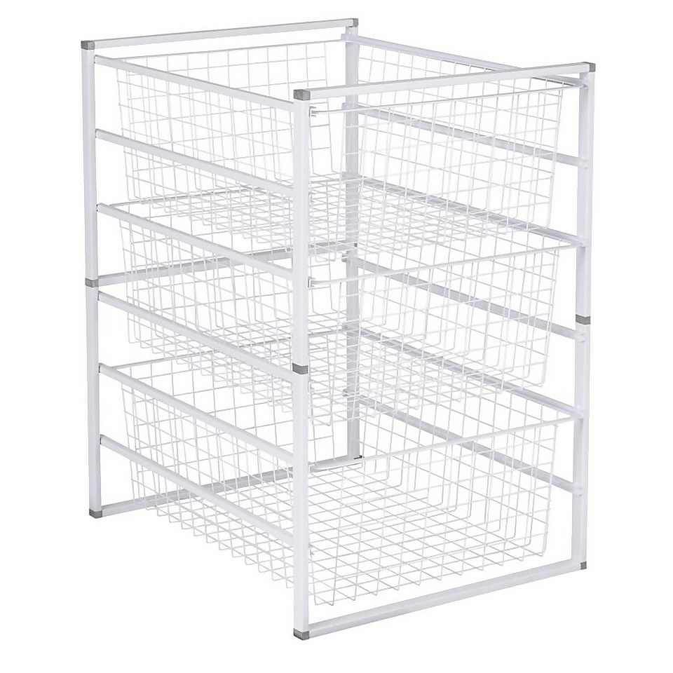 3 Wire Baskets Storage Tower