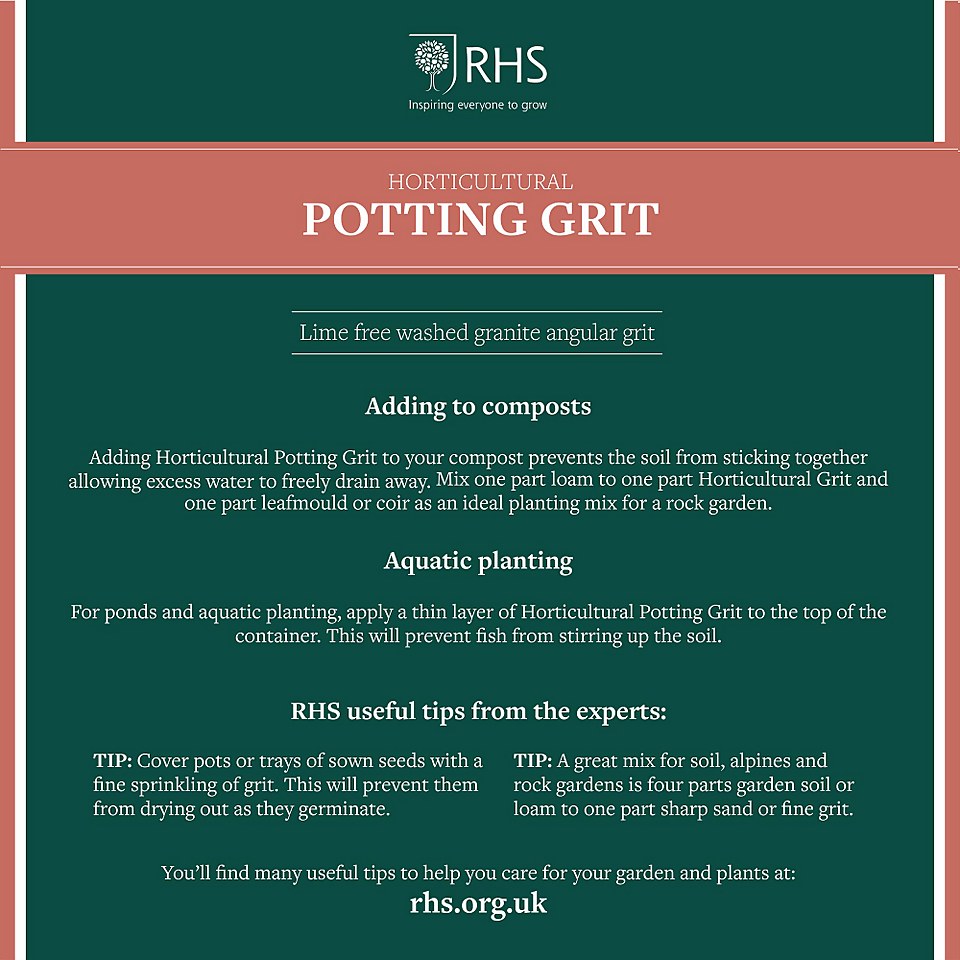 RHS Horticultural Potting Grit Large Pack - 20kg