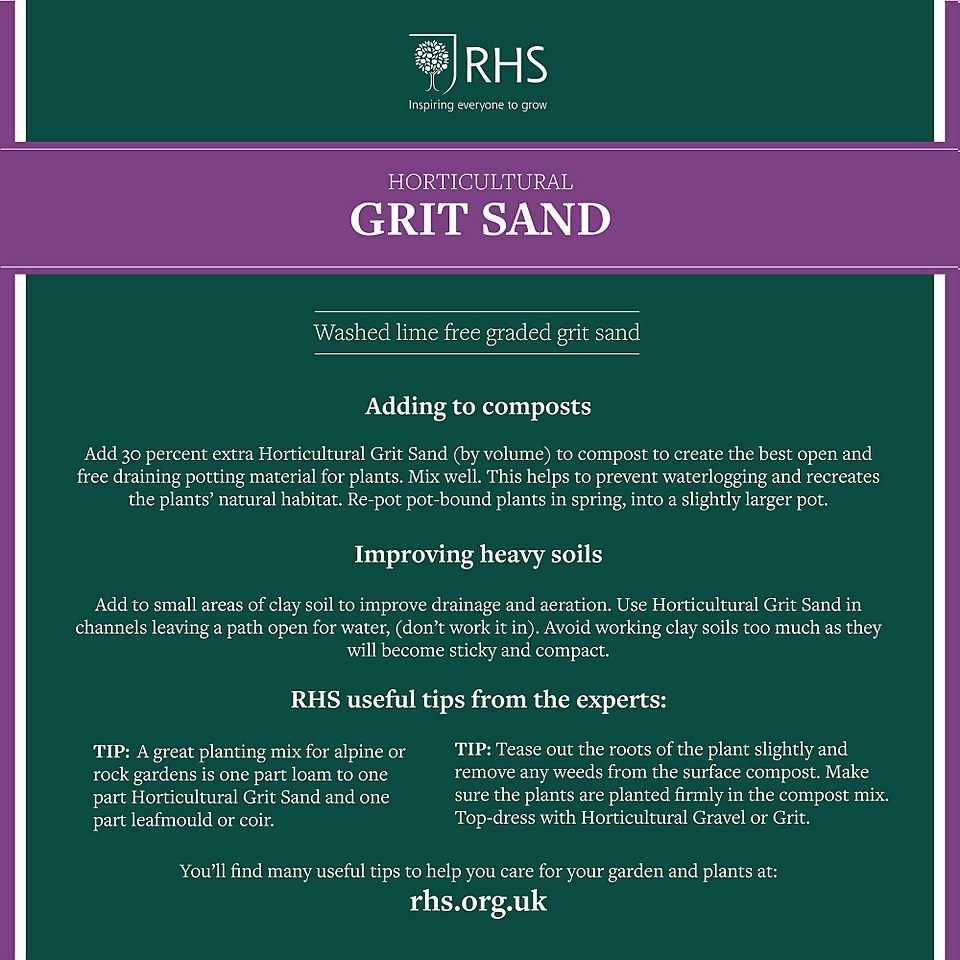 RHS Horticultural Grit Sand - Large - 20kg