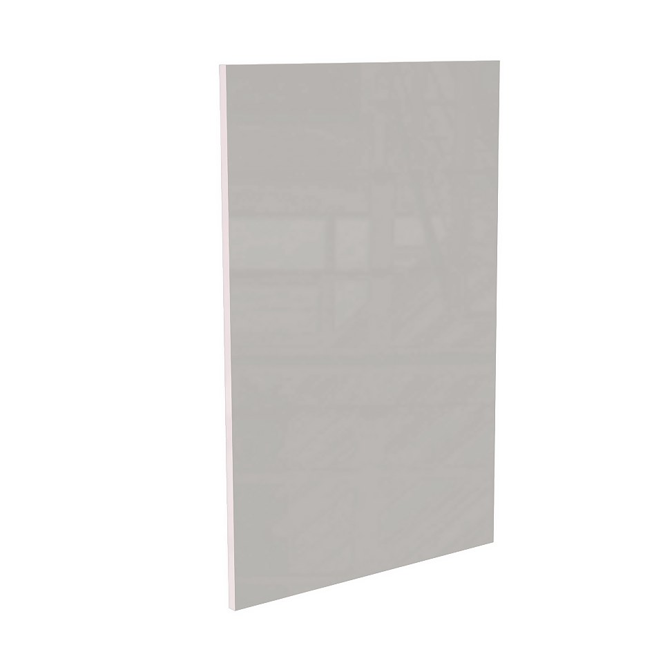 High Gloss/Modern Slab/Handleless Kitchen Clad on Base Panel (H)900 x (W)591mm - Gloss Grey